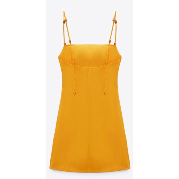 ZARA Linen Blend Draped Mini Dress Tangerine Size XS - Picture 5 of 13